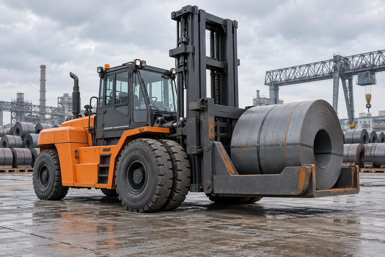 Generic heavy-duty forklift shown in a representative work setting