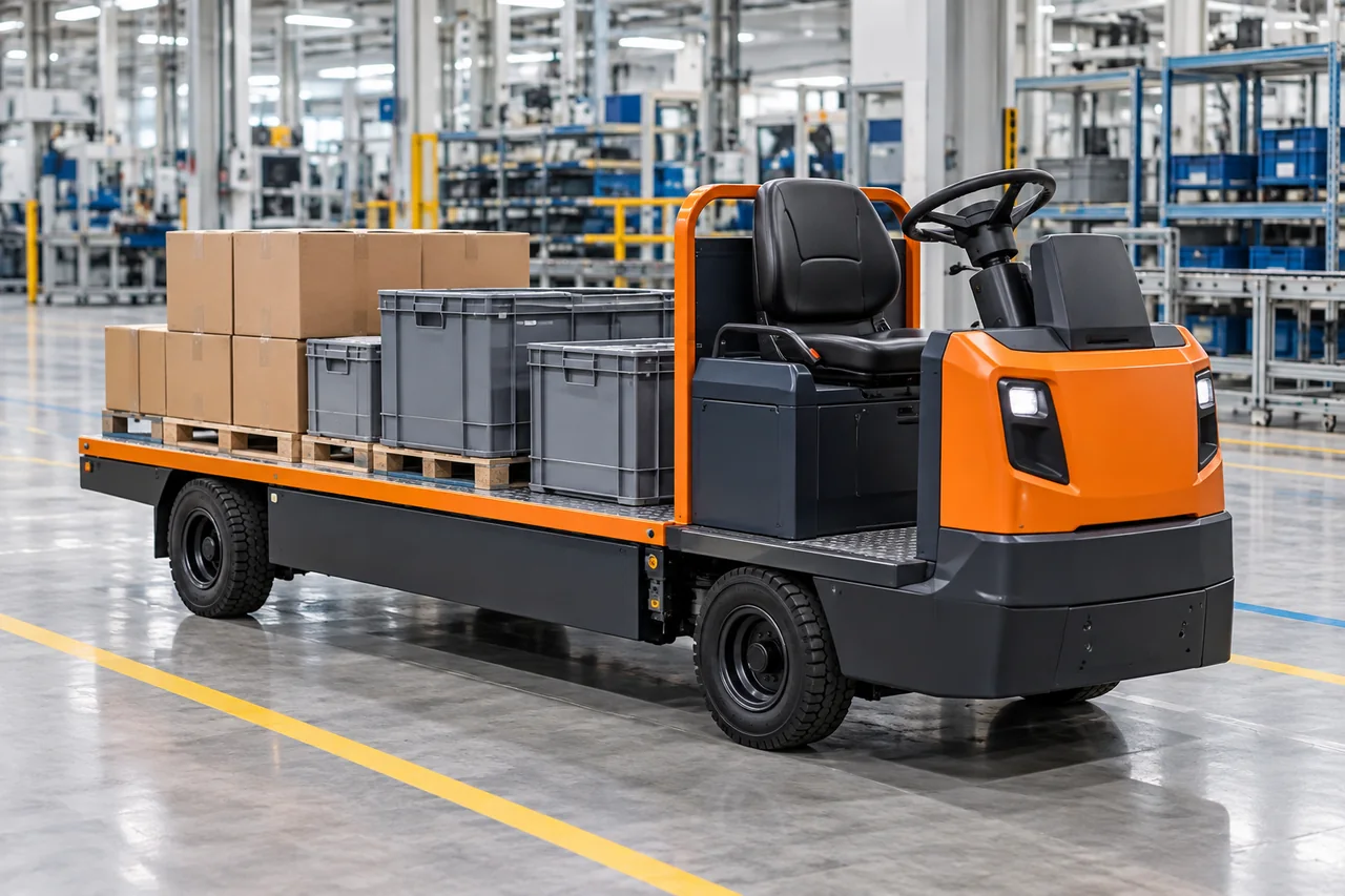 Generic platform truck and burden carrier shown in a representative work setting