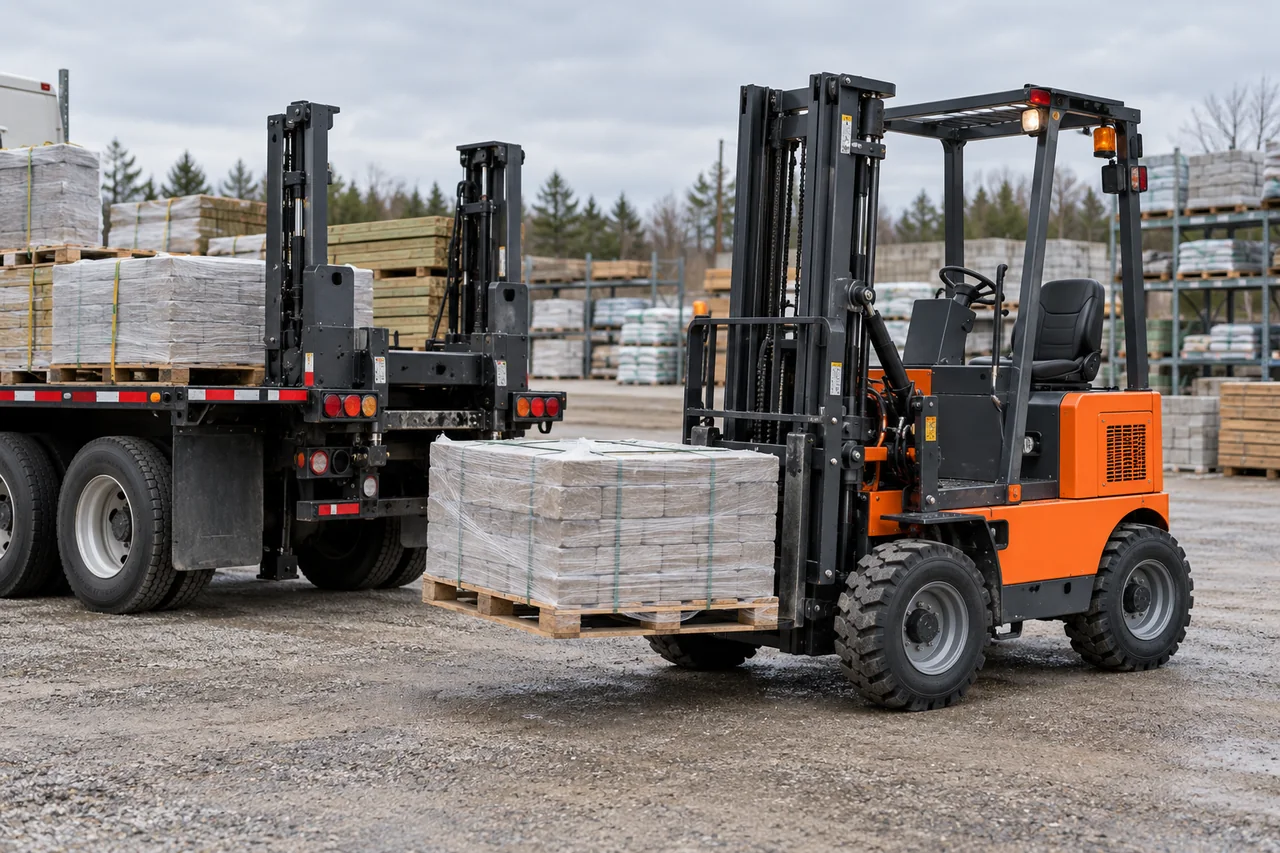 Generic truck-mounted forklift shown in a representative work setting