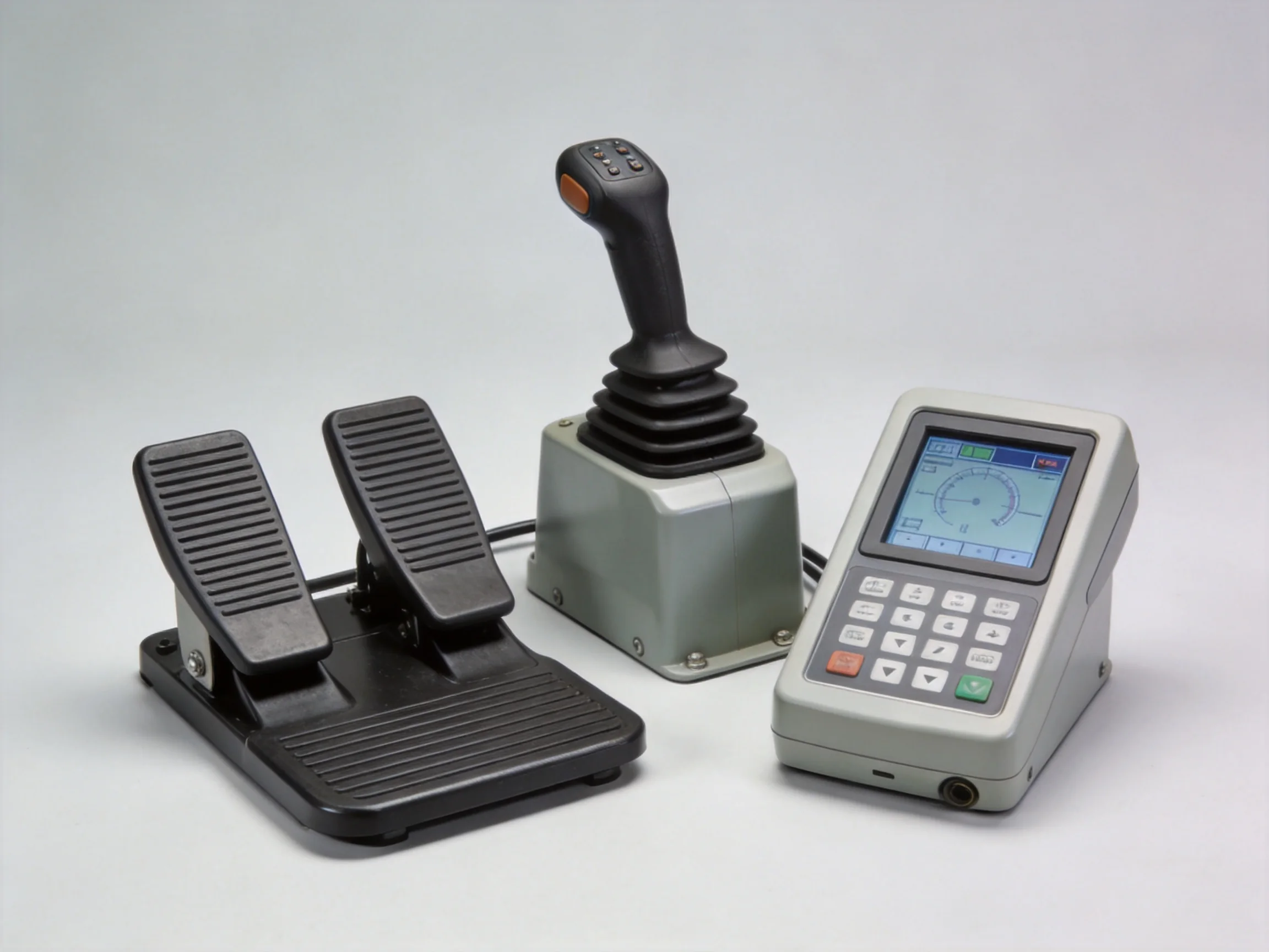 Forklift pedal, joystick and display