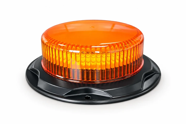 Digitally prepared reference of a NOVA BA18 pro amber beacon with a black flange base