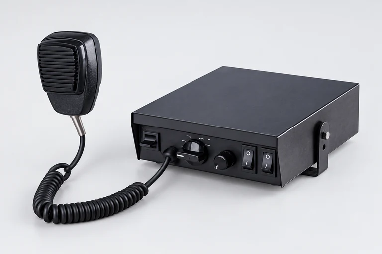 Product presentation based on NOVA imagery: NOVA NV-SR100AD / NV-SR200AD siren amplifier family