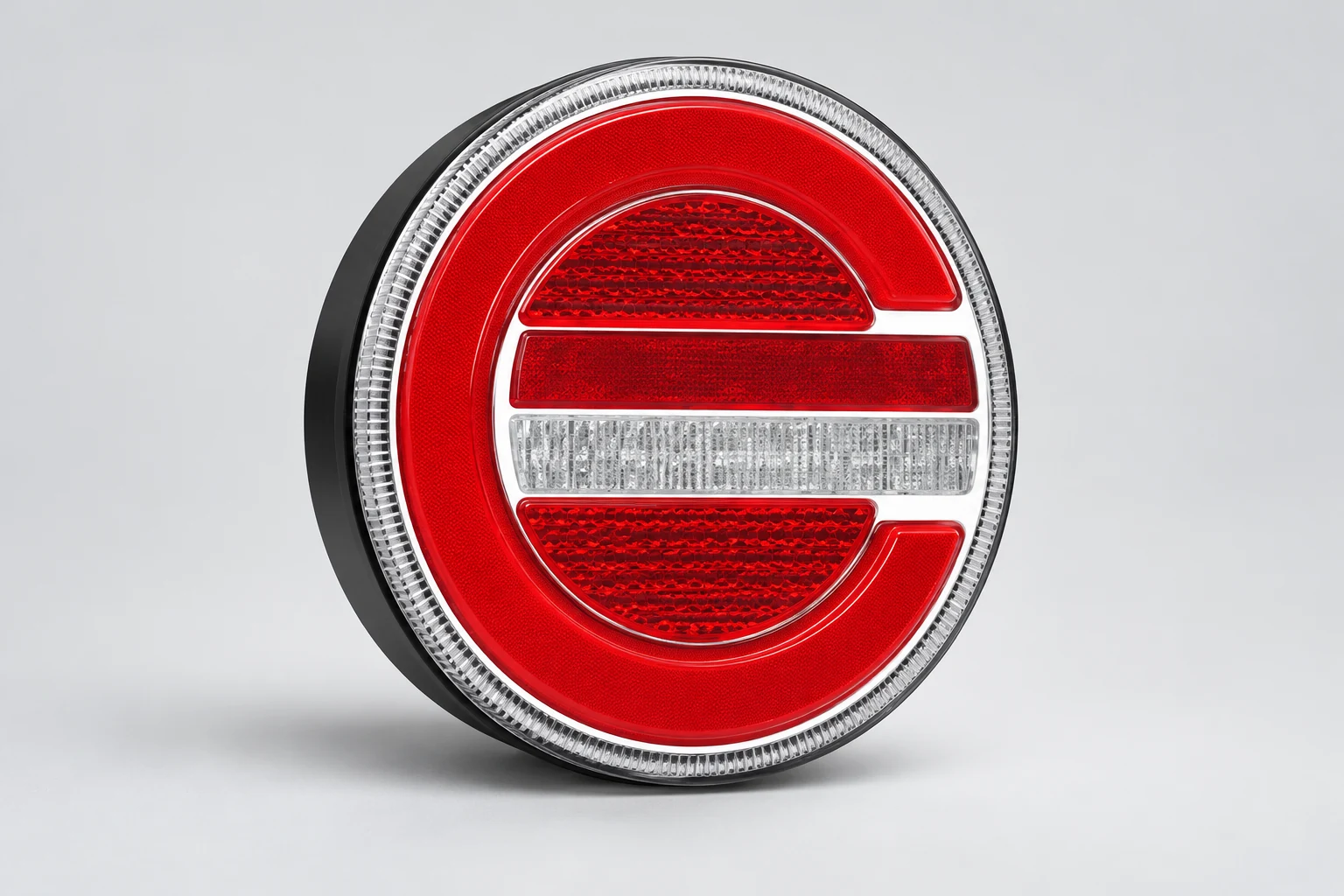 TL011-family round red lamp with clear central segment,shown unpowered