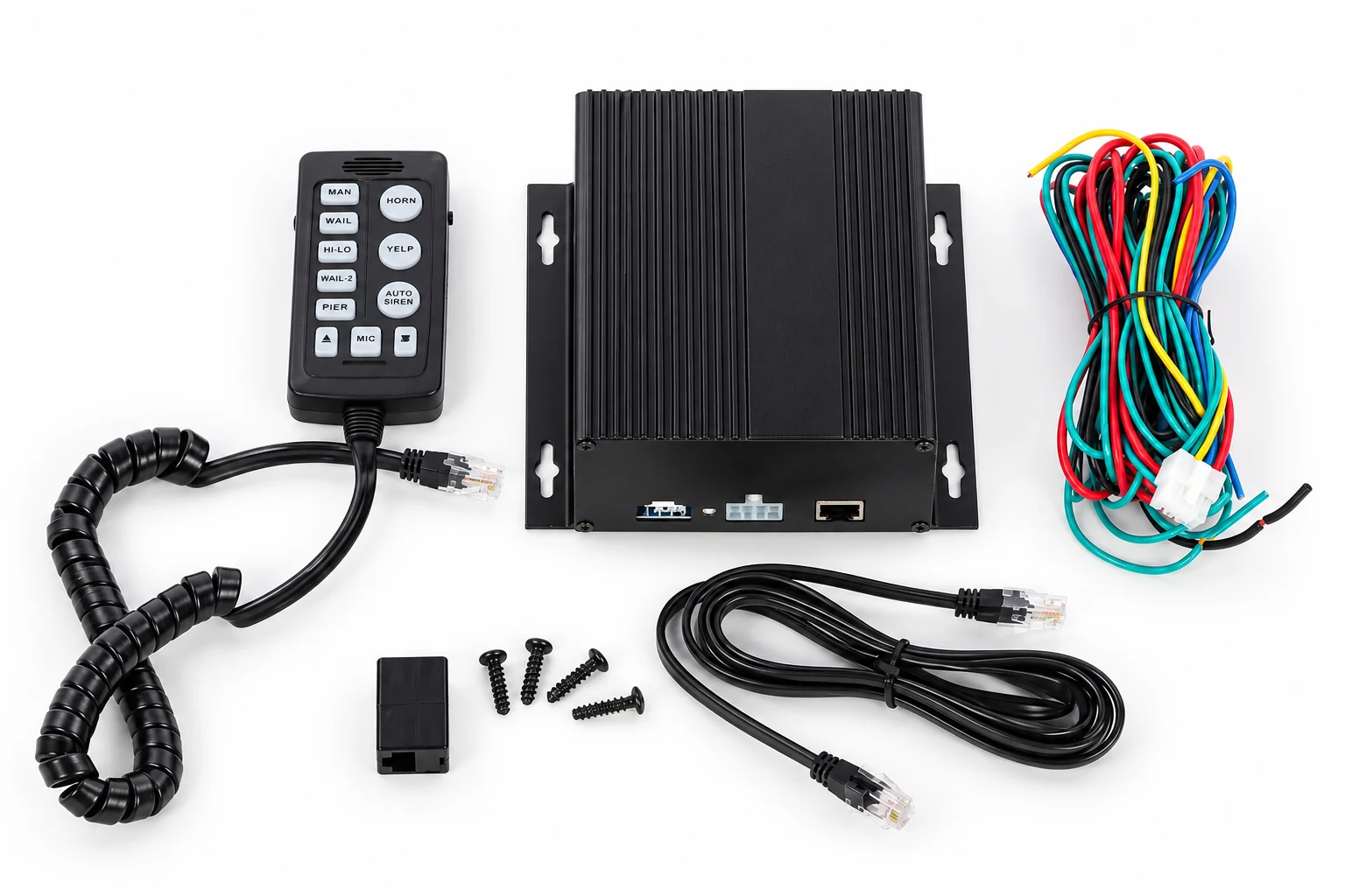 Product presentation based on NOVA imagery: NOVA NV-SR100SD Siren Amplifier